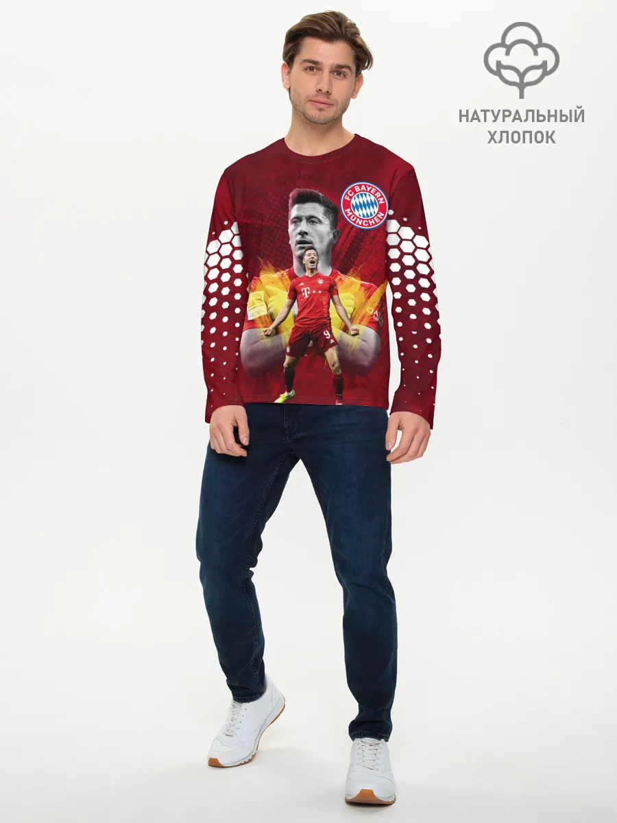 Мужской лонгслив базовый / РОБЕРТ ЛЕВАНДОВСКИ / БАВАРИЯ