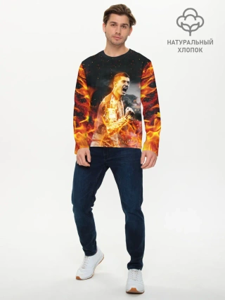 Мужской лонгслив базовый / РОБЕРТ ЛЕВАНДОВСКИ / ОГОНЬ