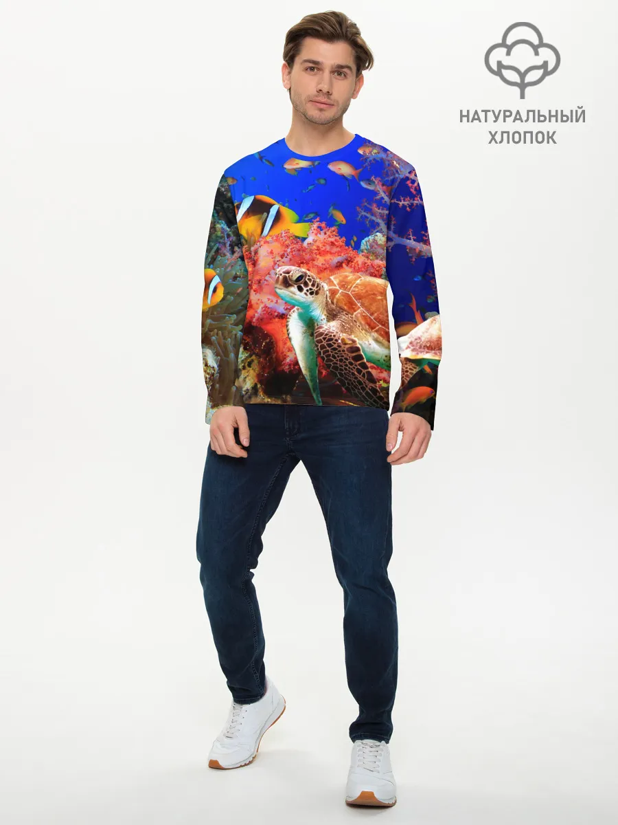 Мужской лонгслив базовый / Морская черепаха