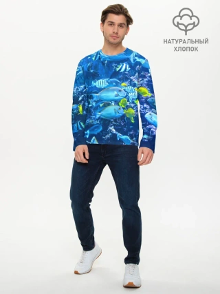 Мужской лонгслив базовый / Коралловые рыбки