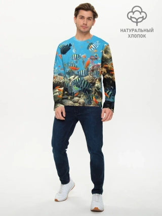 Мужской лонгслив базовый / Коралловые рыбки