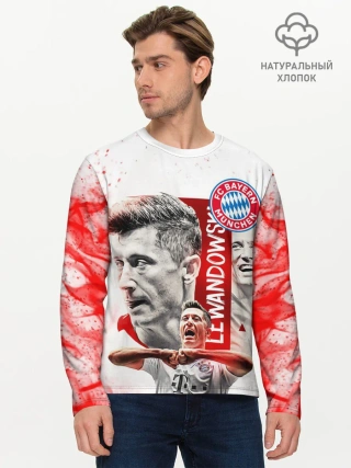 Мужской лонгслив базовый / РОБЕРТ ЛЕВАНДОВСКИ / БАВАРИЯ