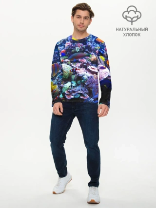 Мужской лонгслив базовый / Коралловые рыбки