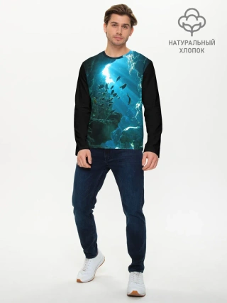 Мужской лонгслив базовый / Коралловые рыбки