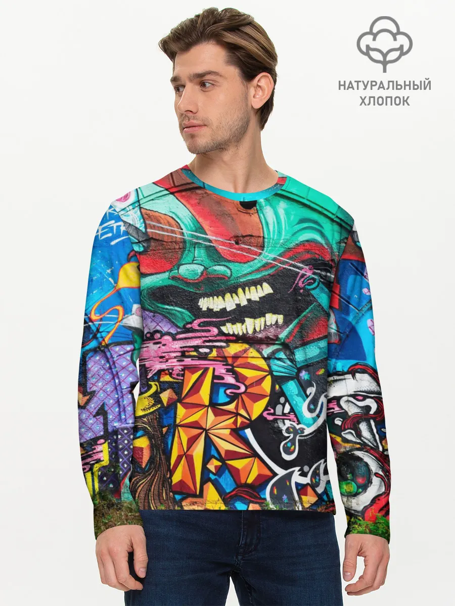 Мужской лонгслив базовый / Граффити