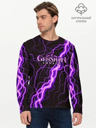 Мужской лонгслив базовый / GENSHIN IMPACT МОЛНИЯ НЕОН