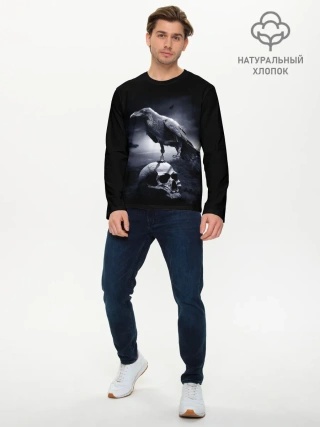 Мужской лонгслив базовый / ЧЕРЕП И ВОРОН