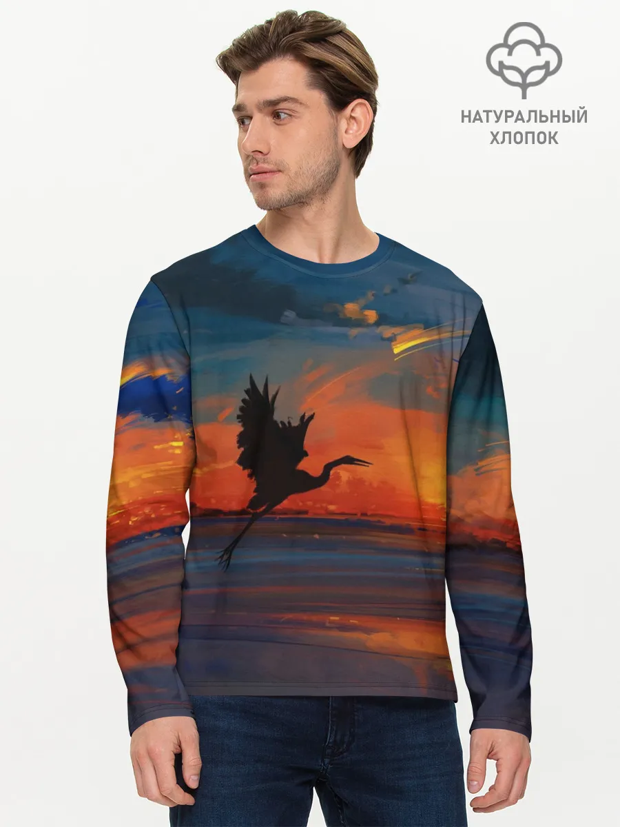 Мужской лонгслив базовый / Прибрежный закат