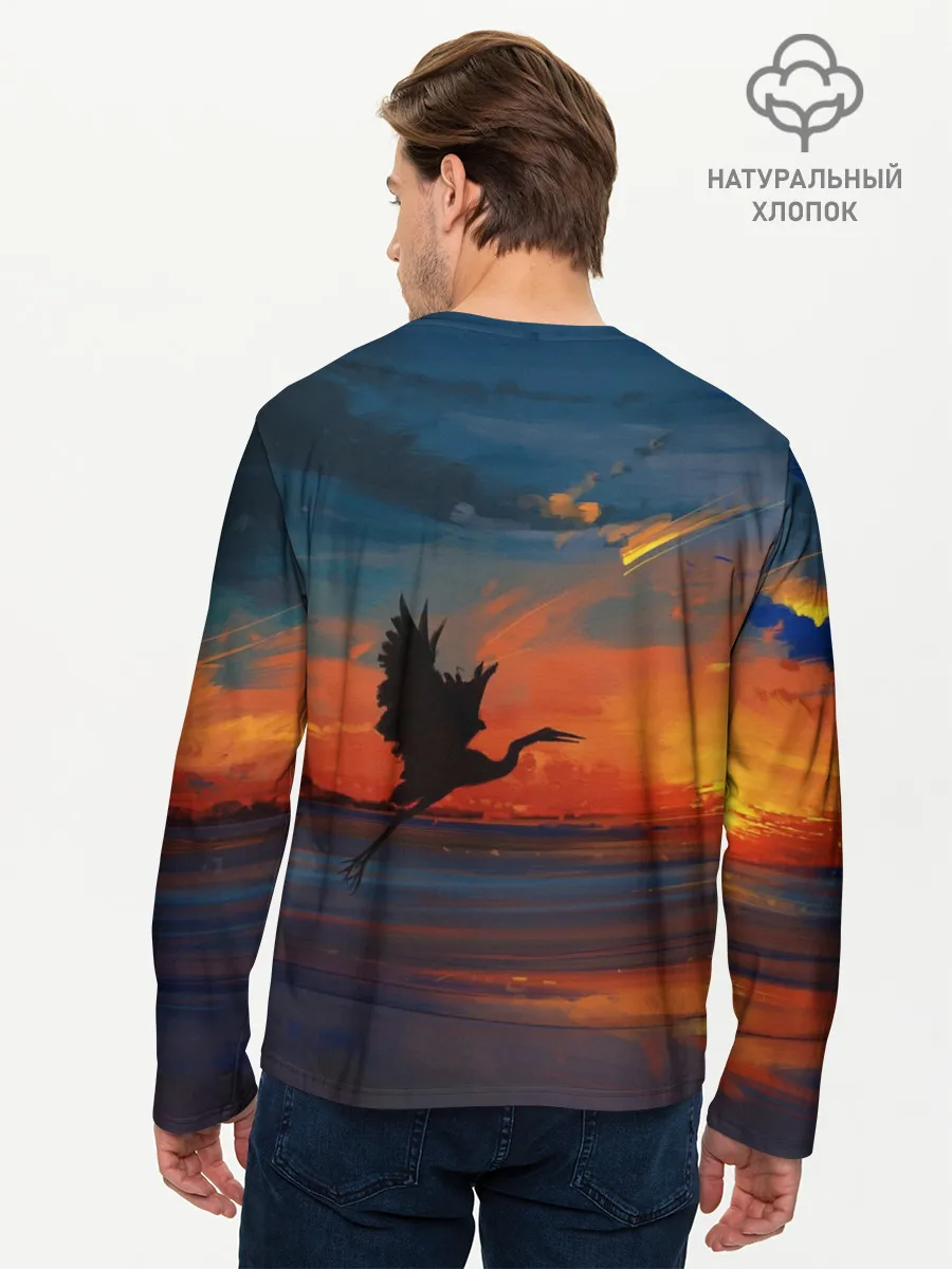 Мужской лонгслив базовый / Прибрежный закат