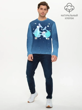 Мужской лонгслив базовый / Два дельфина