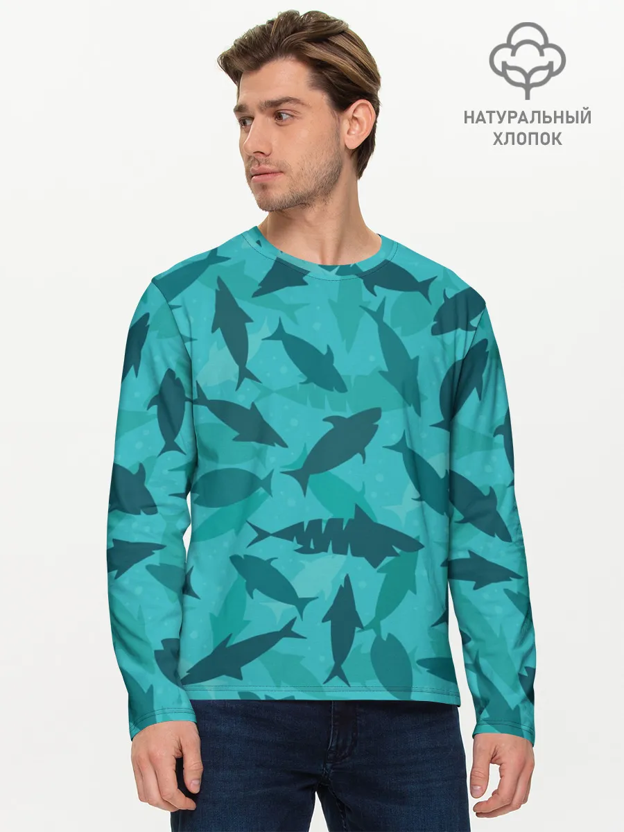 Мужской лонгслив базовый / Морские жители