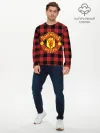 Мужской лонгслив базовый / Манчестер Юнайтед фон в клетку