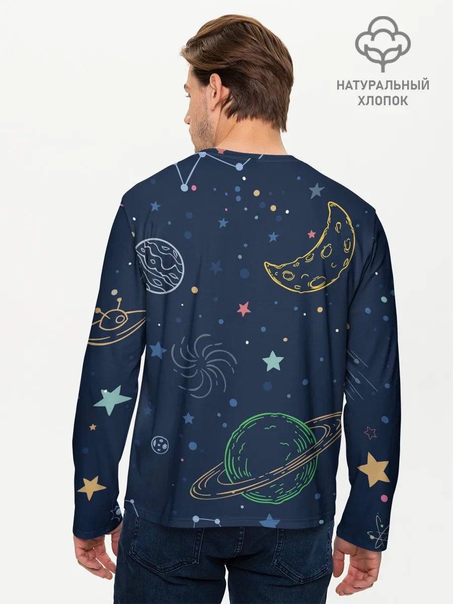 Мужской лонгслив базовый / Космическая одиссея