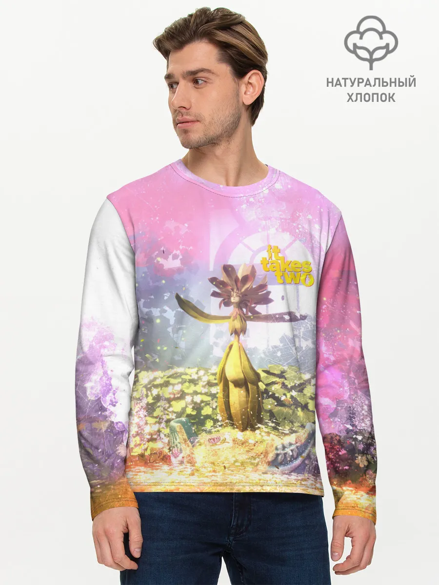 Мужской лонгслив базовый / It takes two | Радость