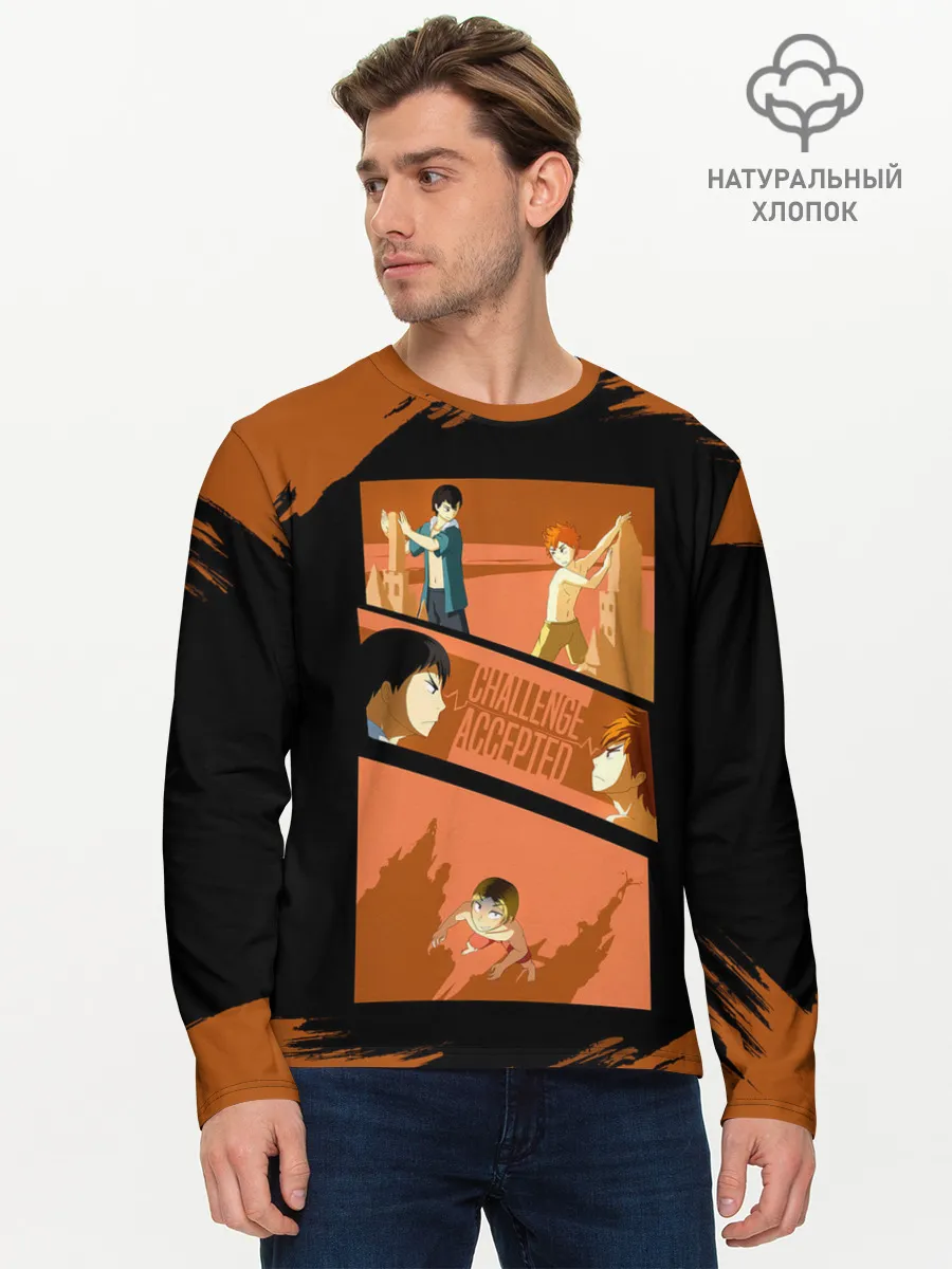 Мужской лонгслив базовый / Противостояние Хината и Кагеяма | Haikyuu!!
