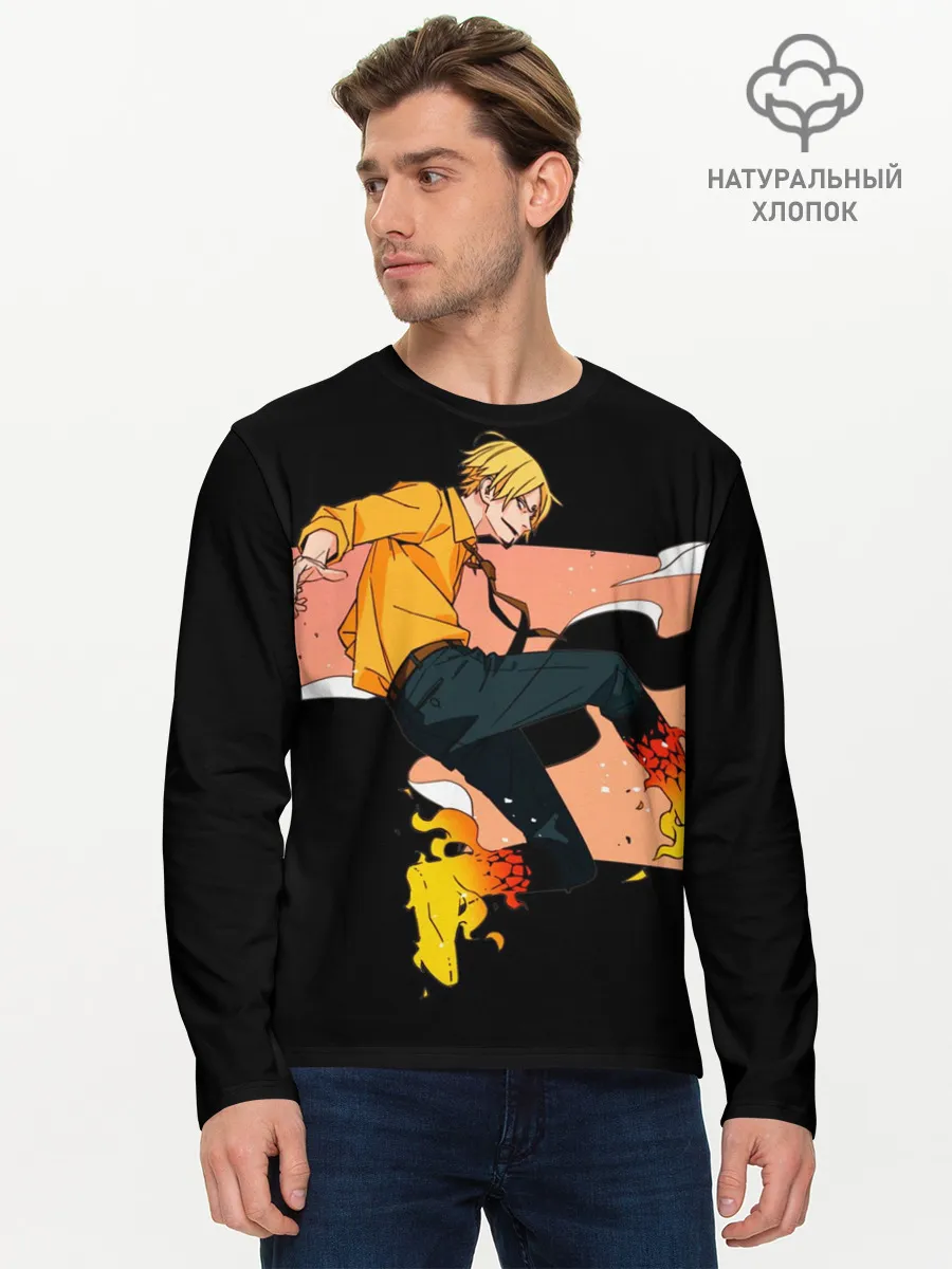 Мужской лонгслив базовый / Винсмок Санджи из One Piece