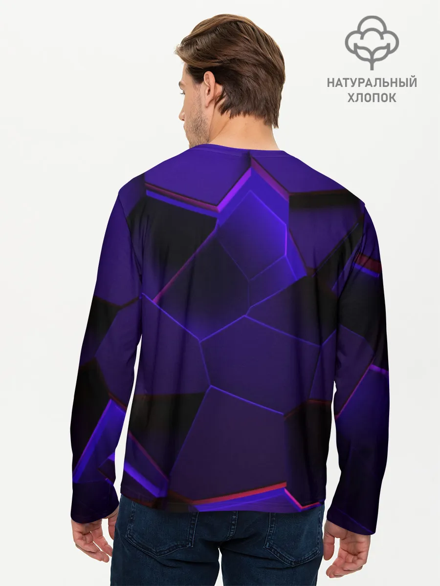 Мужской лонгслив базовый / СИНИЕ ПЛИТЫ 3D