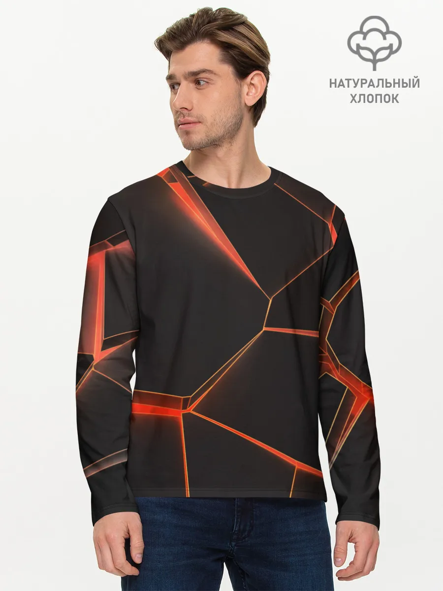Мужской лонгслив базовый / Лава 3D