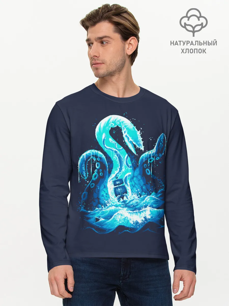 Мужской лонгслив базовый / Kraken is here