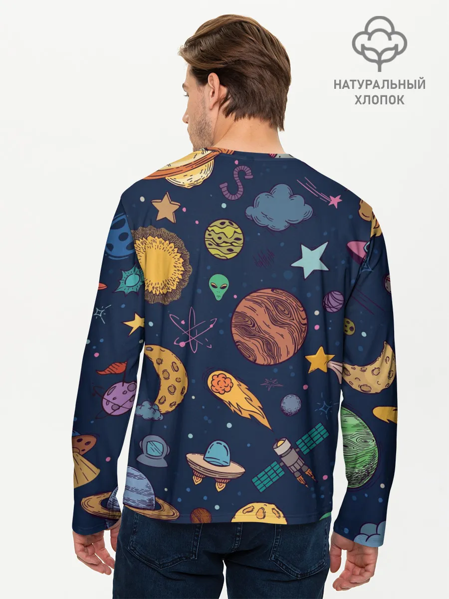 Мужской лонгслив базовый / Космический мир