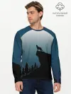 Мужской лонгслив базовый / ВОЛК И ЛУНА 3D