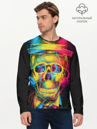 Мужской лонгслив базовый / Череп-анаглиф