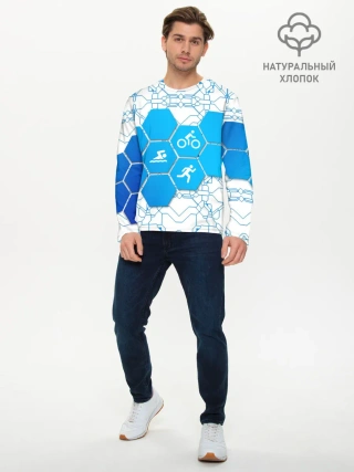 Мужской лонгслив базовый / Плыви, Крути, Беги