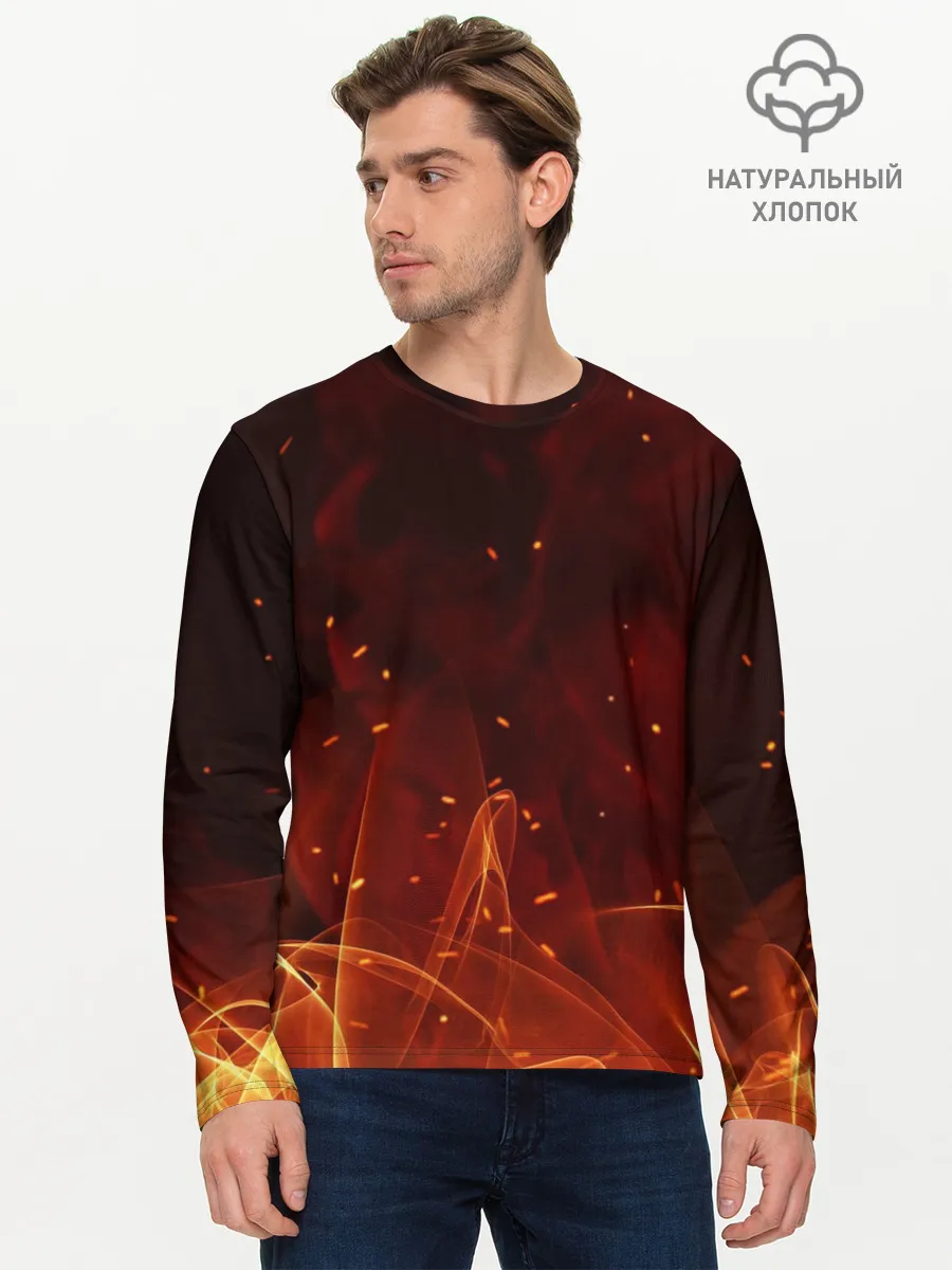 Мужской лонгслив базовый / ПЛАМЯ 3D