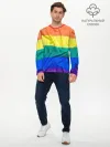 Мужской лонгслив базовый / Радуга - мятая ткань полотно