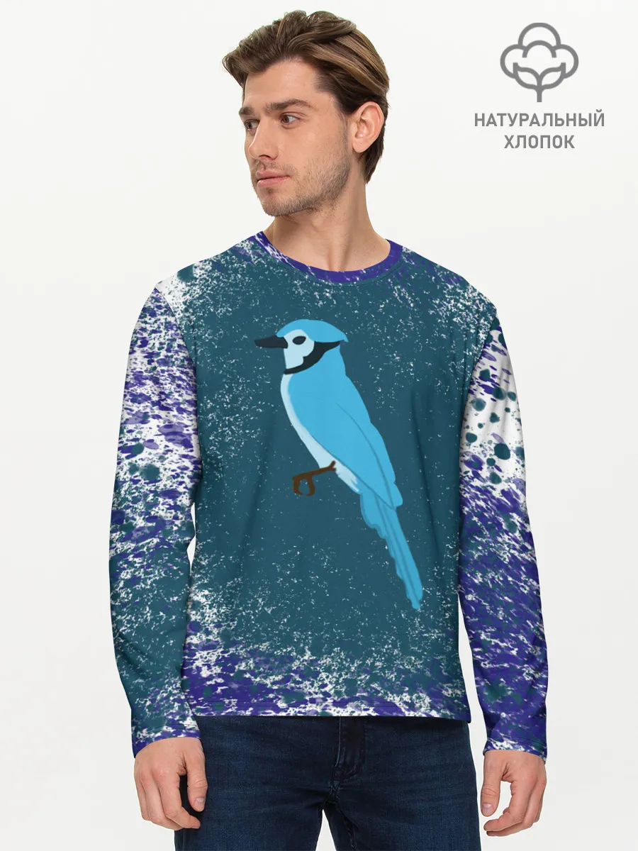 Мужской лонгслив базовый / Голубая сойка