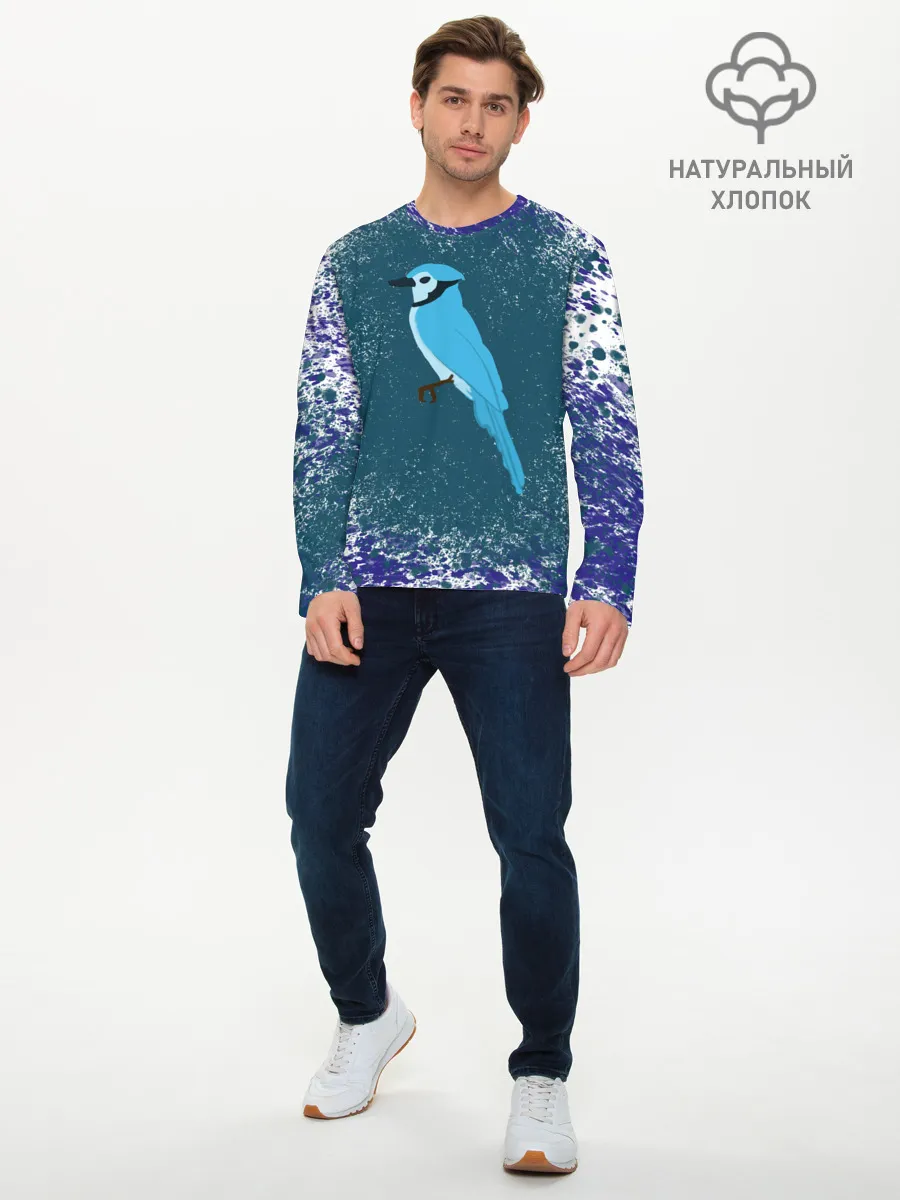 Мужской лонгслив базовый / Голубая сойка