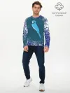 Мужской лонгслив базовый / Голубая сойка
