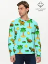 Мужской лонгслив базовый / черепашки и пальмы