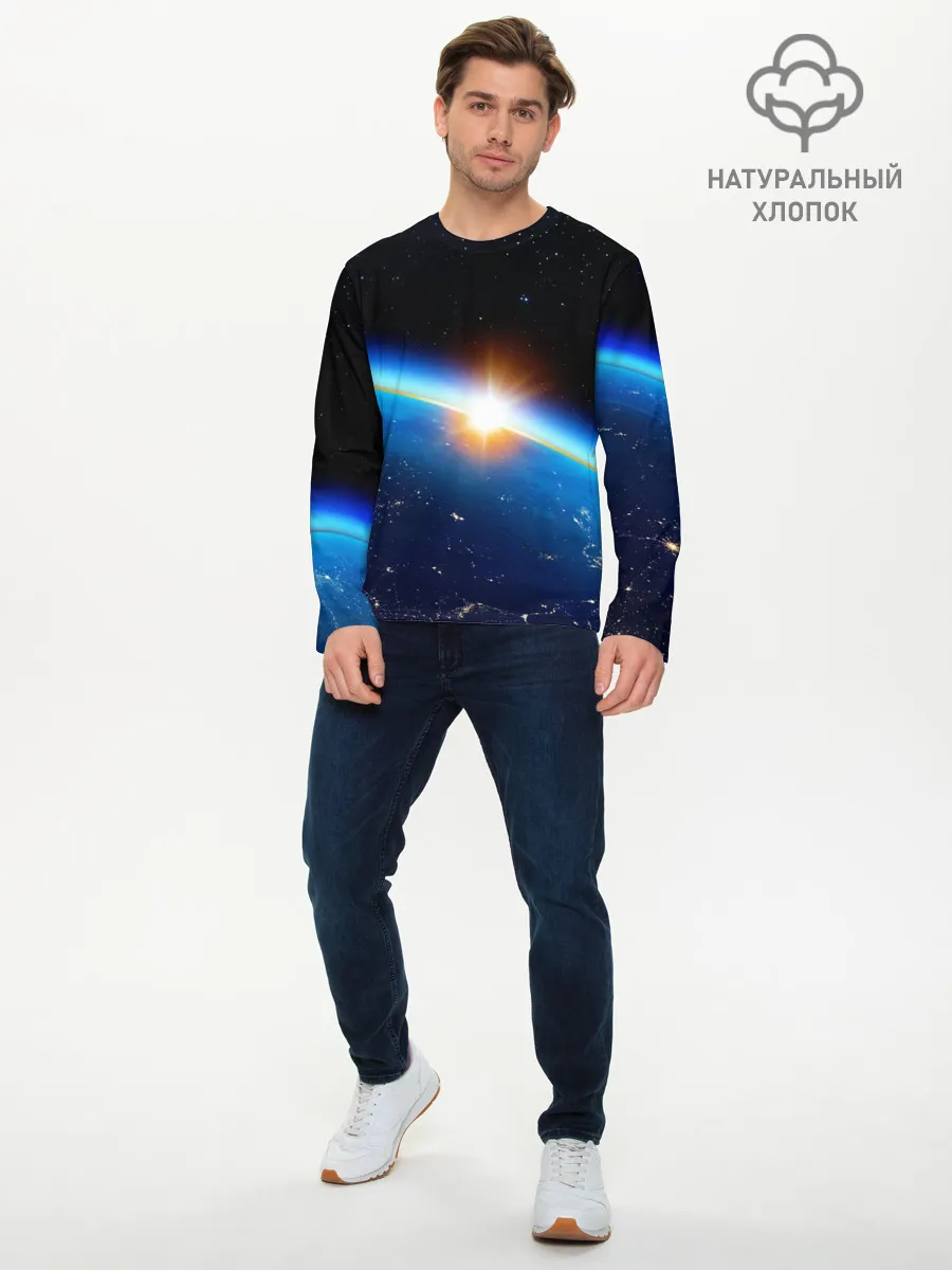 Мужской лонгслив базовый / КОСМИЧЕСКИЙ РАССВЕТ 3D