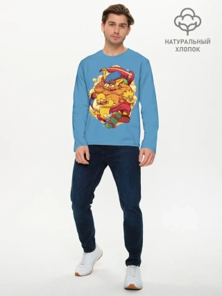 Мужской лонгслив базовый / Драка с Симпсонами