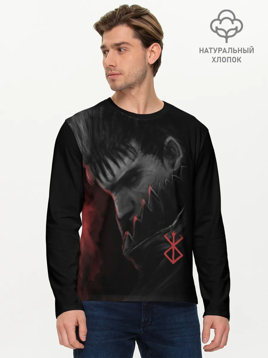Мужской лонгслив базовый / Чёрный мечник
