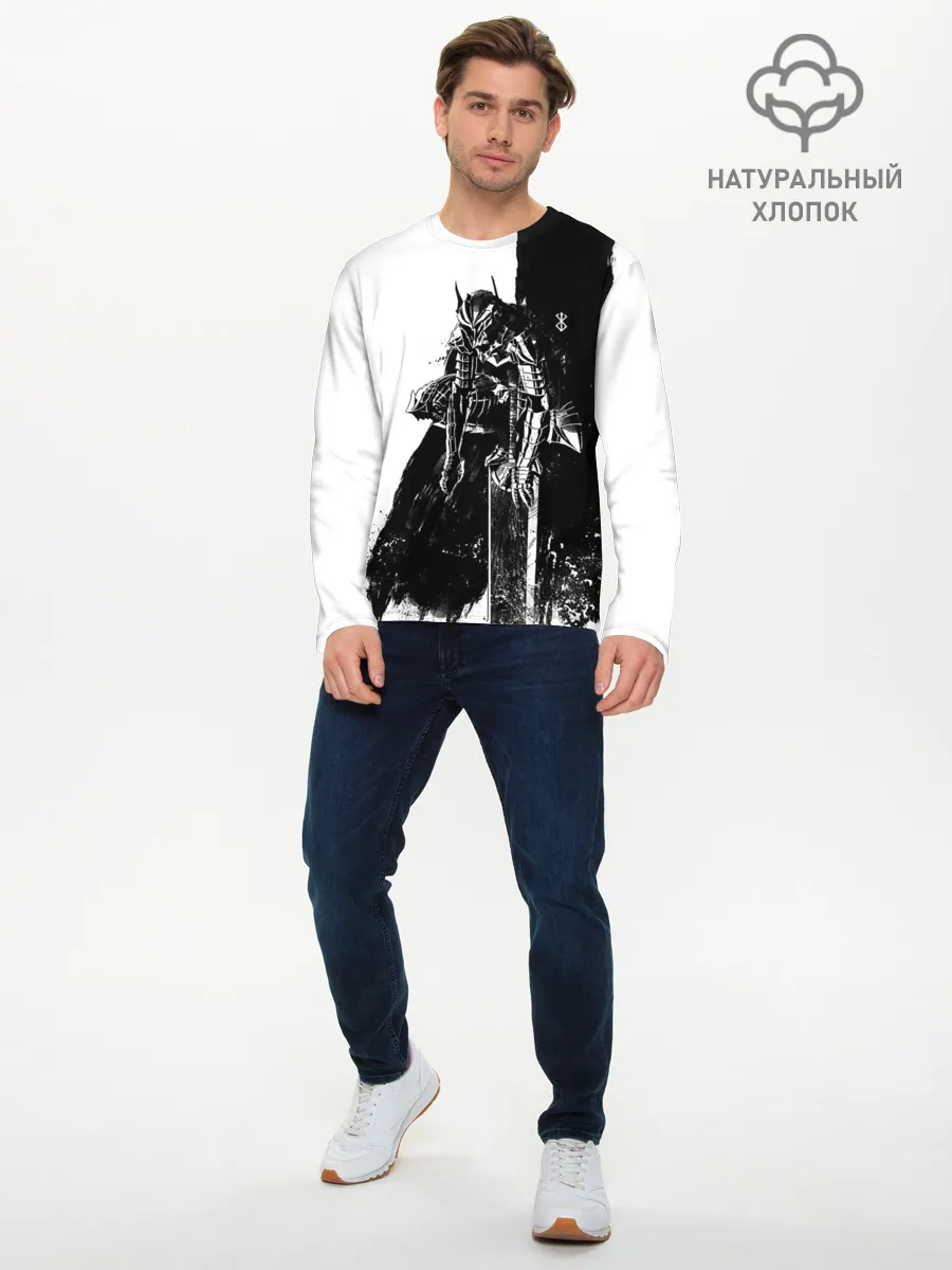 Мужской лонгслив базовый / Берсерк черно-белый