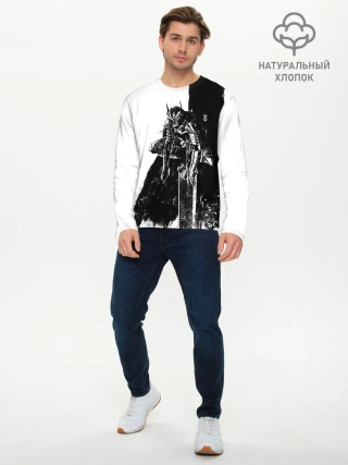 Мужской лонгслив базовый / Берсерк черно-белый