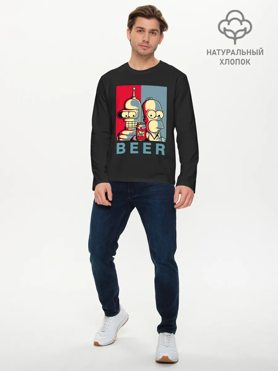 Мужской лонгслив базовый / Гомер х Бендер