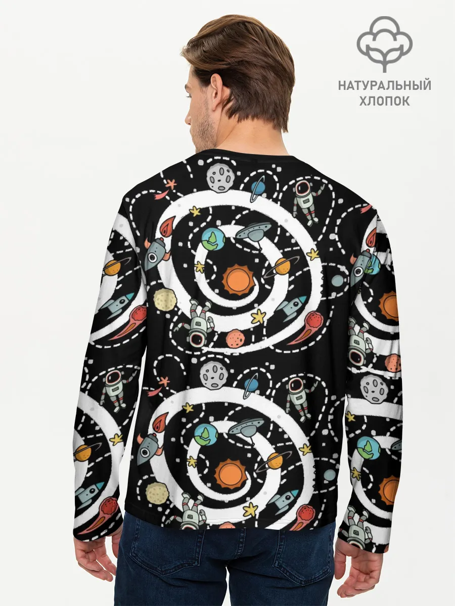 Мужской лонгслив базовый / Космический астронавт