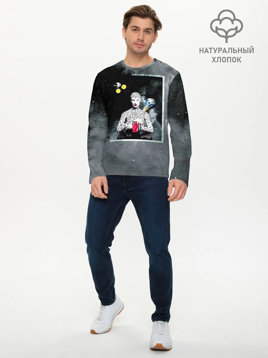 Мужской лонгслив базовый / Космос / Абстракция