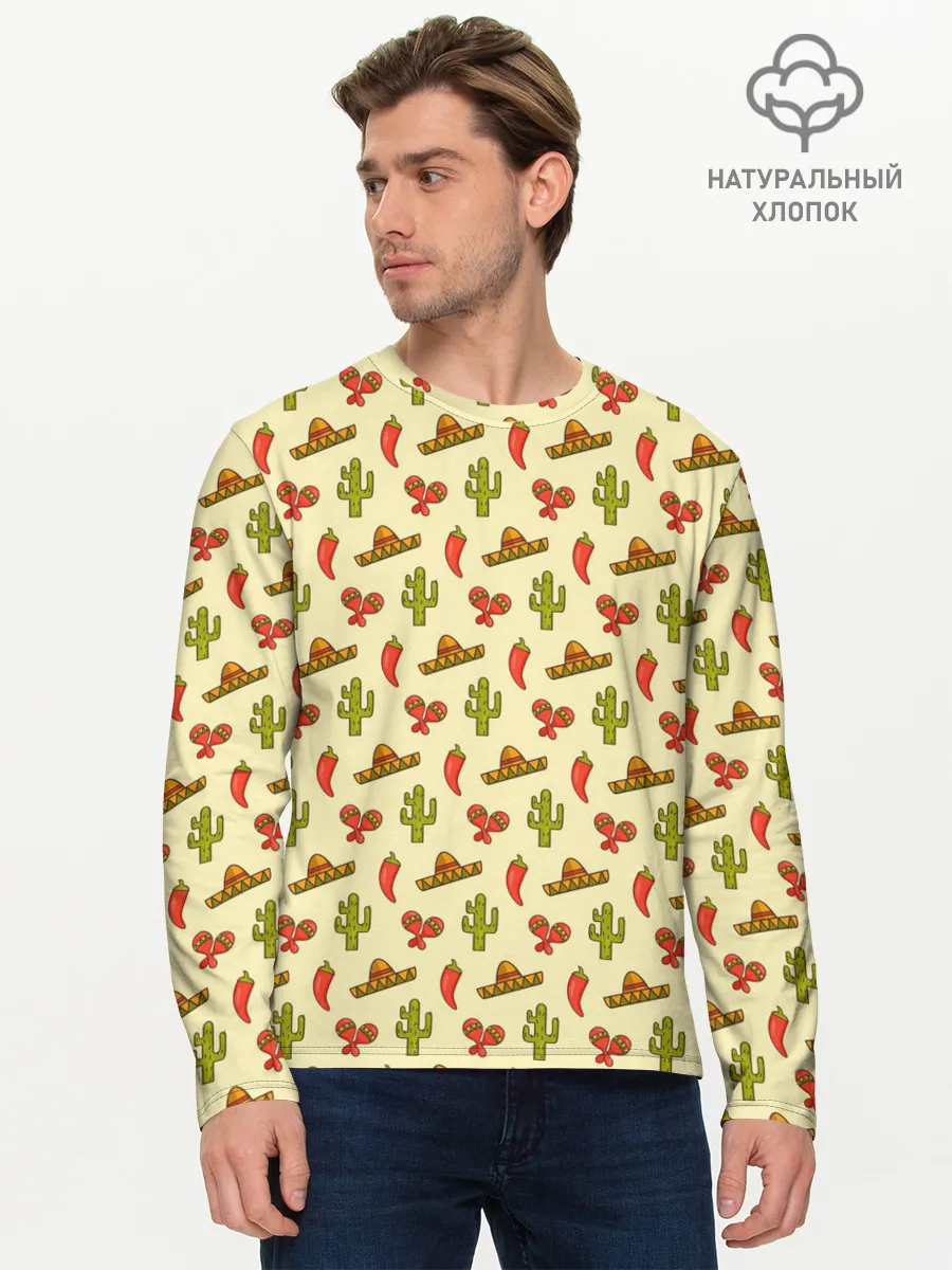 Мужской лонгслив базовый / Мексиканский фон