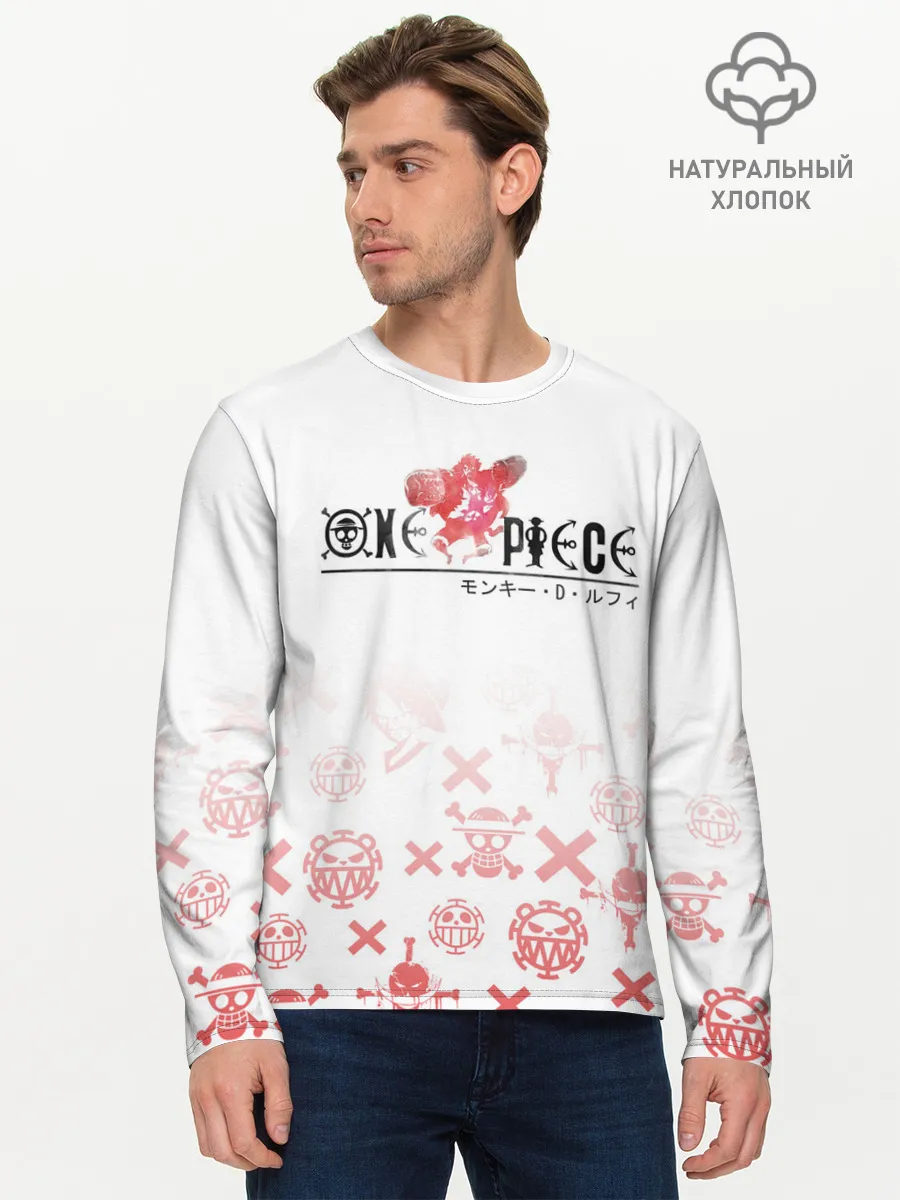 Мужской лонгслив базовый / One Piece. резиновый Луффи