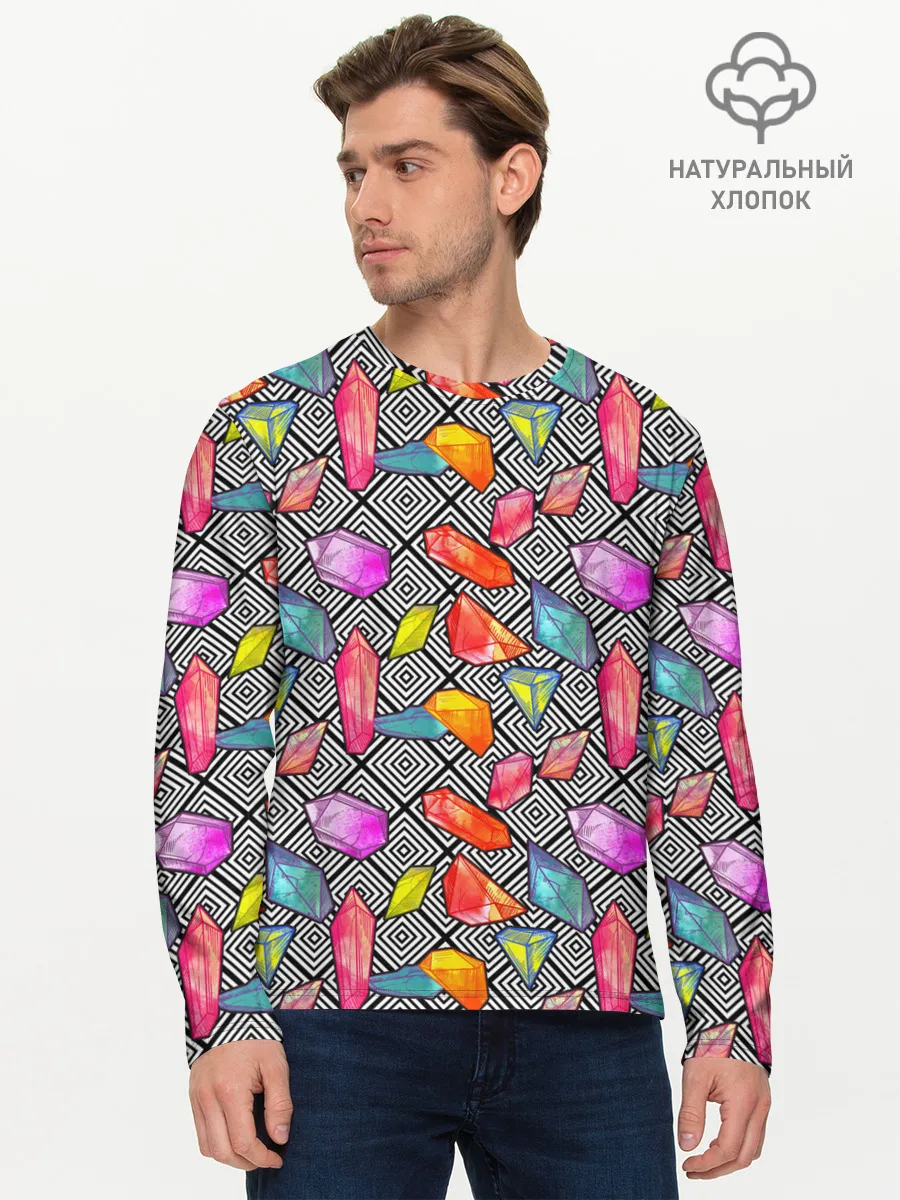 Мужской лонгслив базовый / Кристаллы