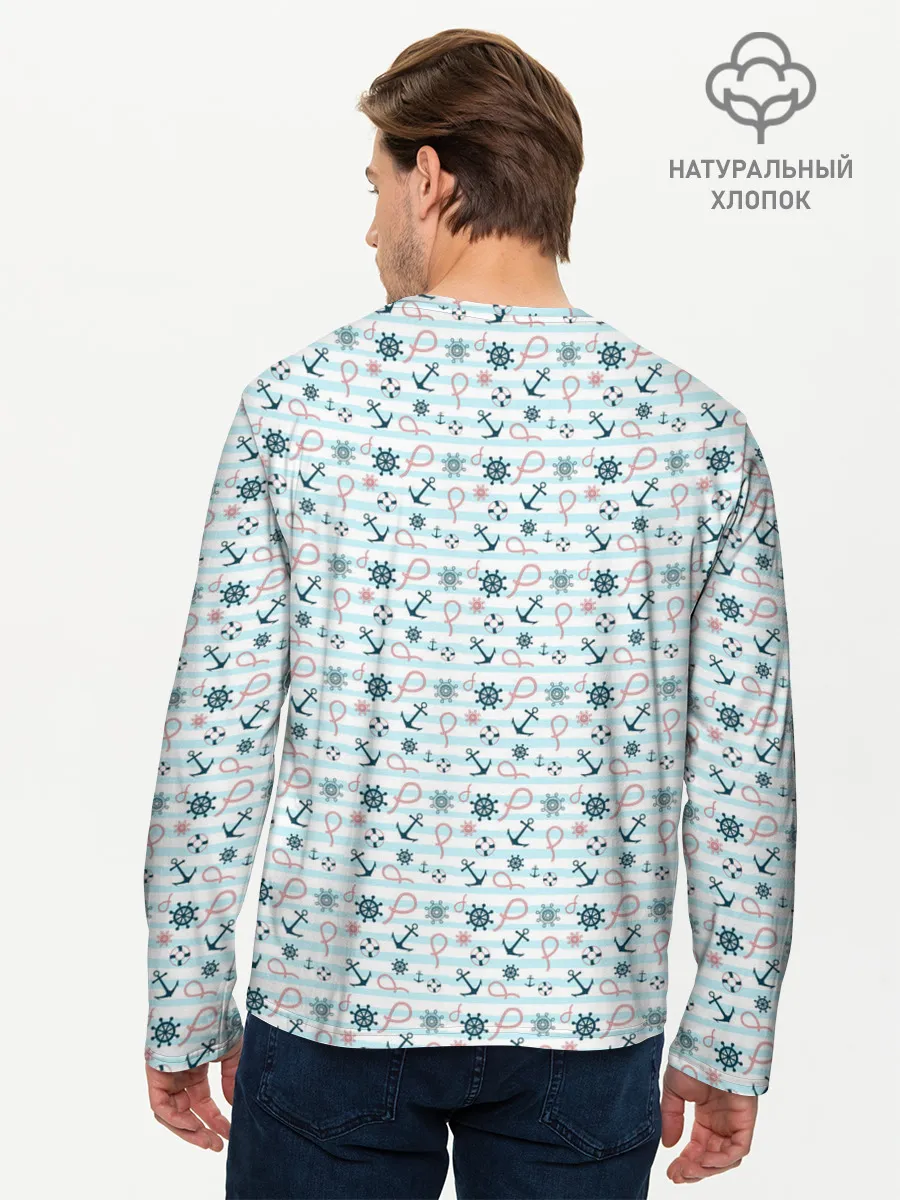 Мужской лонгслив базовый / Морской фон