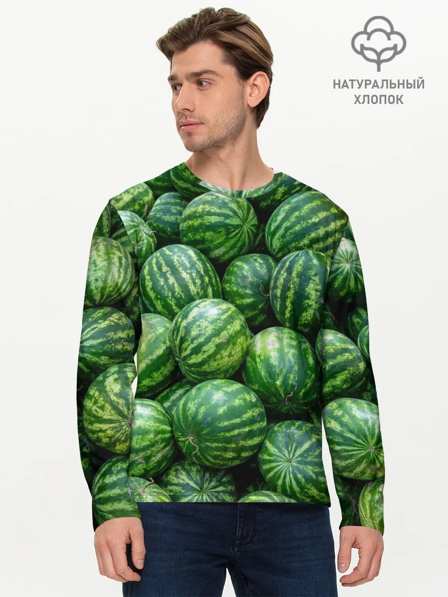 Мужской лонгслив базовый / Арбузы