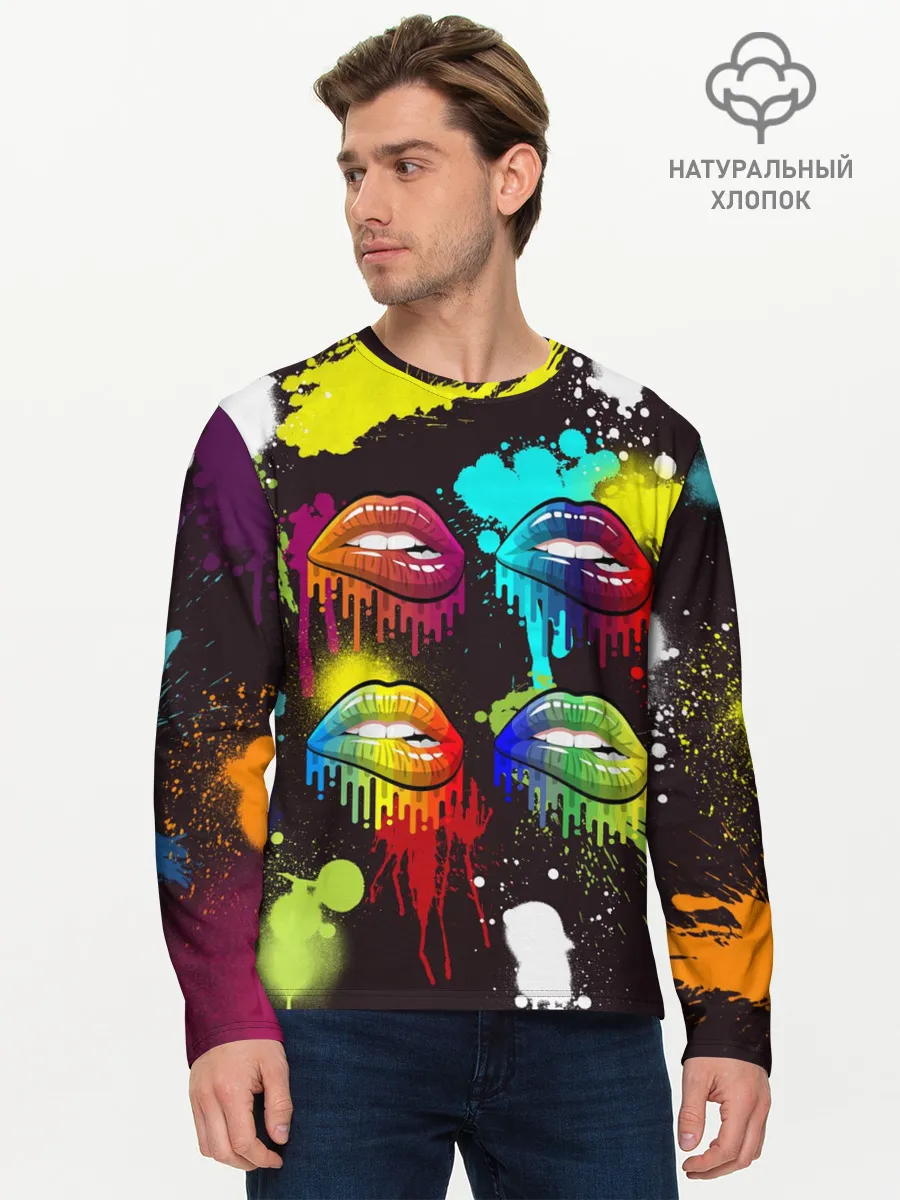 Мужской лонгслив базовый / Красочные кубы