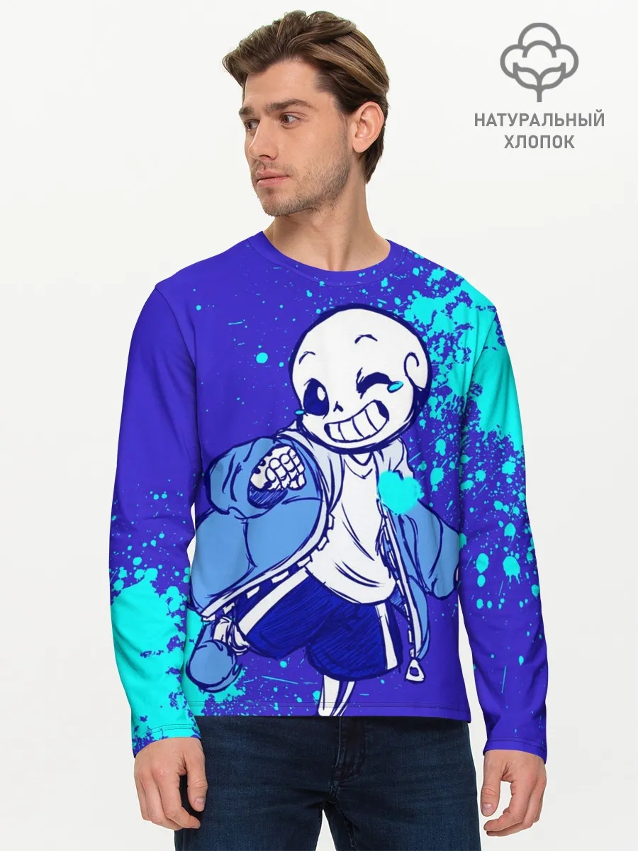 Мужской лонгслив базовый / UNDERTALE SANS BLUE