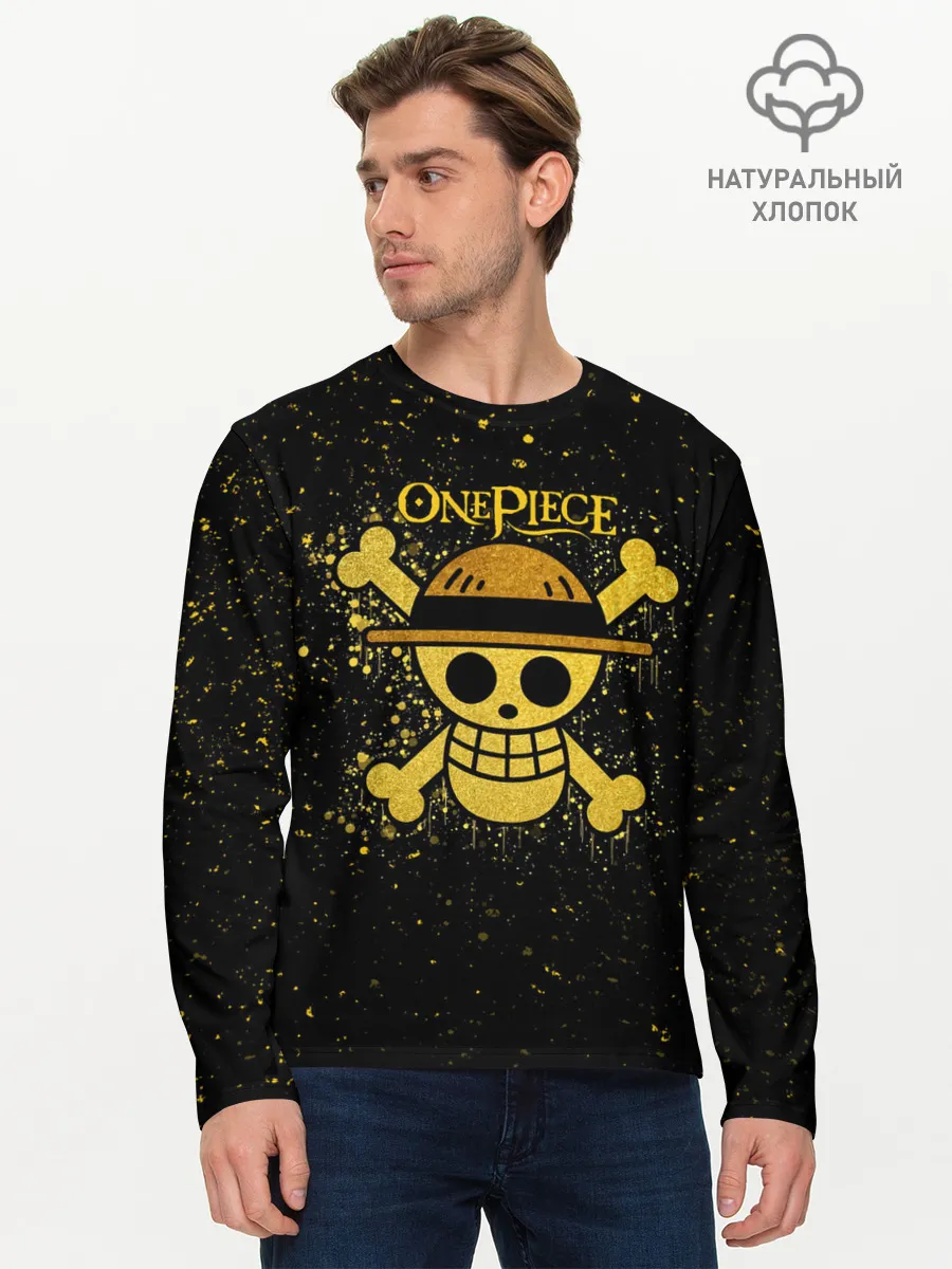 Мужской лонгслив базовый / Веселый Роджер пиратов Соломенной Шляпы