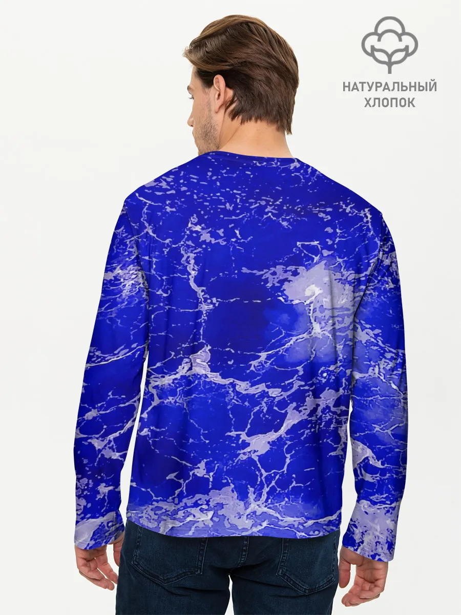 Мужской лонгслив базовый / Морские волны!
